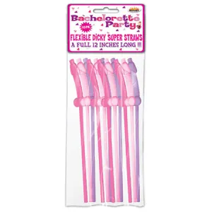 Bachelorette Party Pecker Sipping Straws - Assorted Colors Pack of 10
