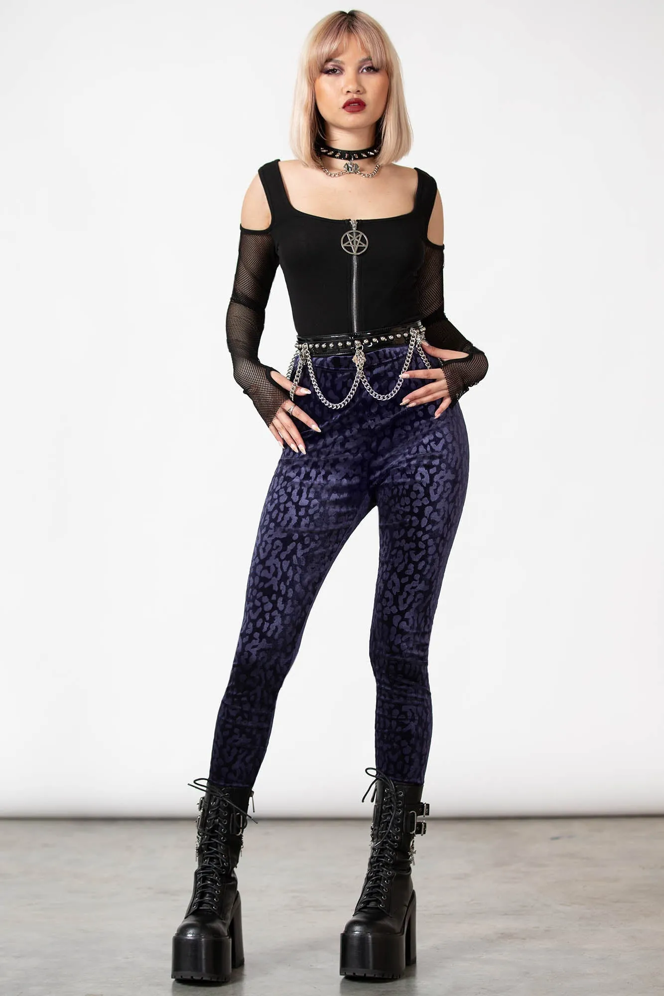 Caturday Leggings [PLUM] - Resurrect
