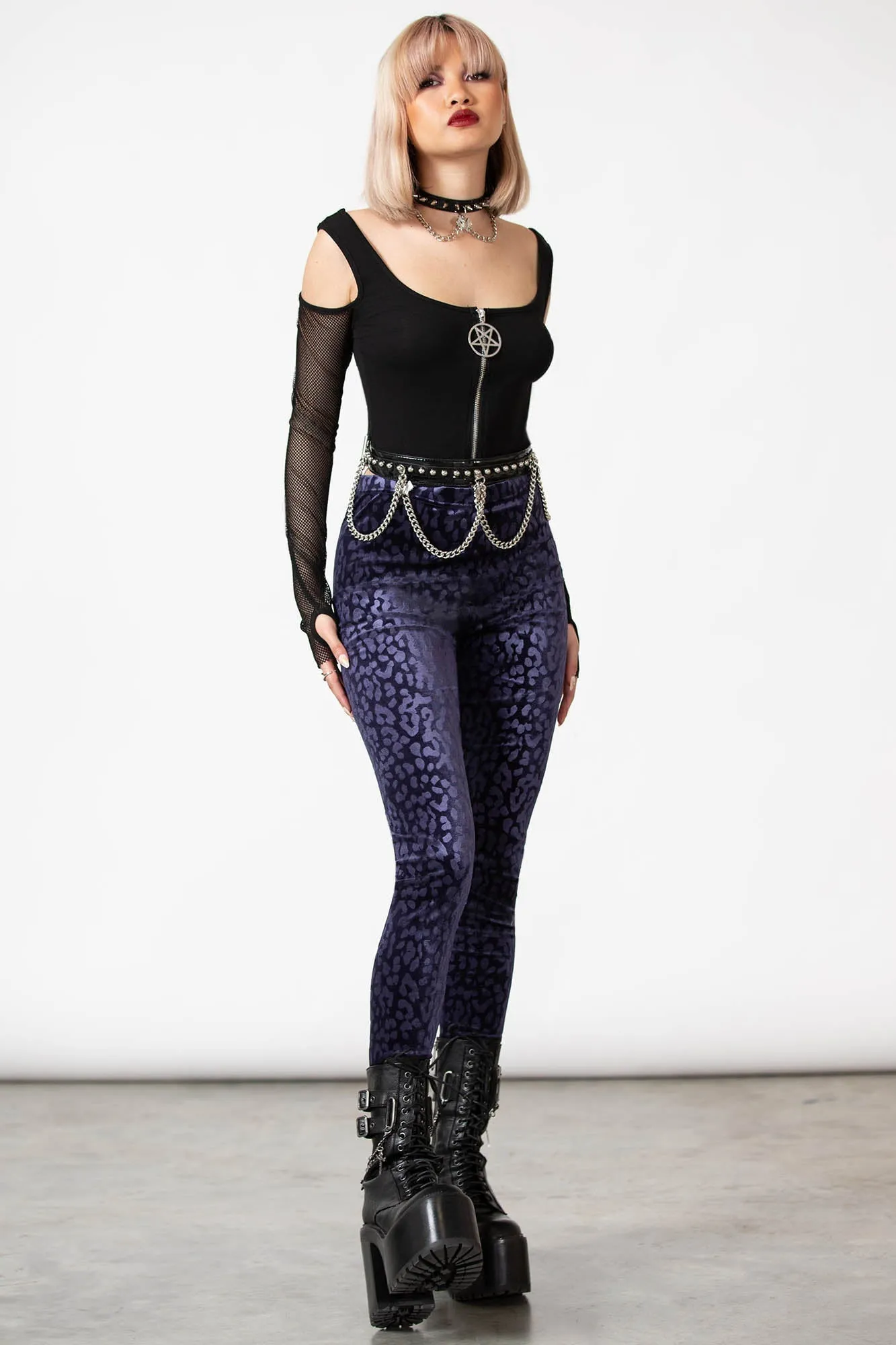 Caturday Leggings [PLUM] - Resurrect