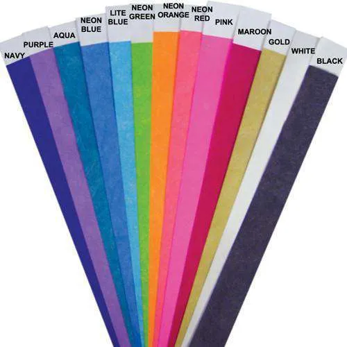 Custom 3/4" Tyvek Wristbands Solid Colors