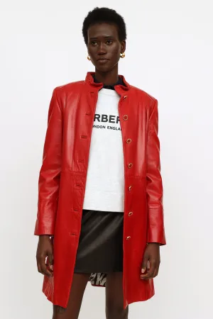 Red Leather Long Jacket