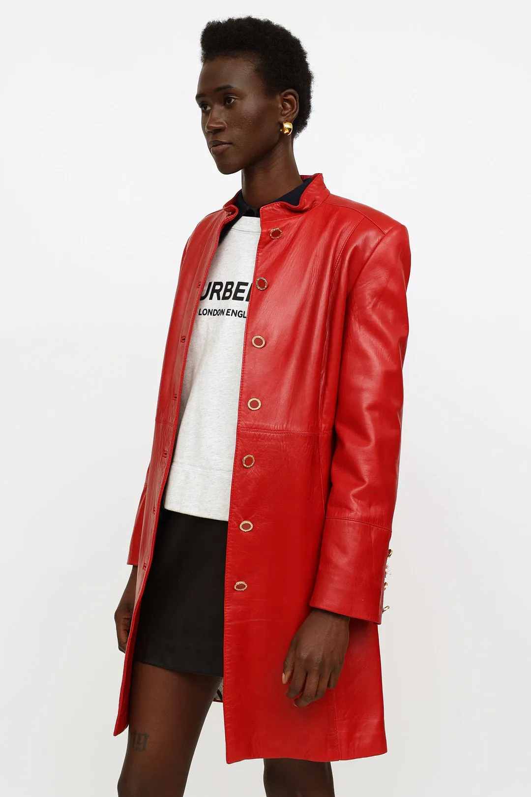 Red Leather Long Jacket